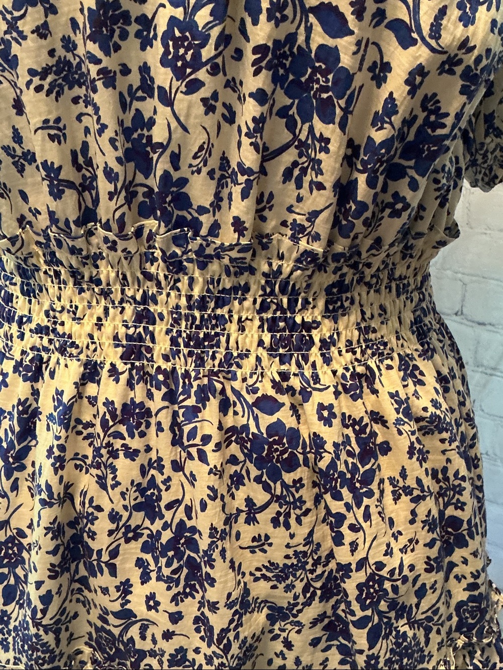 Rails Blue Floral Tie-Neck Smocked Mini Dress - Picture 3 of 10